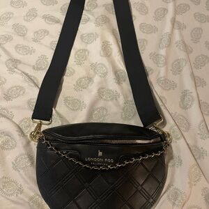 London Fog Black Quilted Crossbody Bag